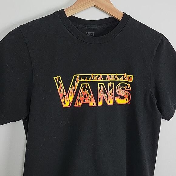 Vans Fire Flame Logo Black Graphic T-Shirt Youth Medium - Picture 2 of 8
